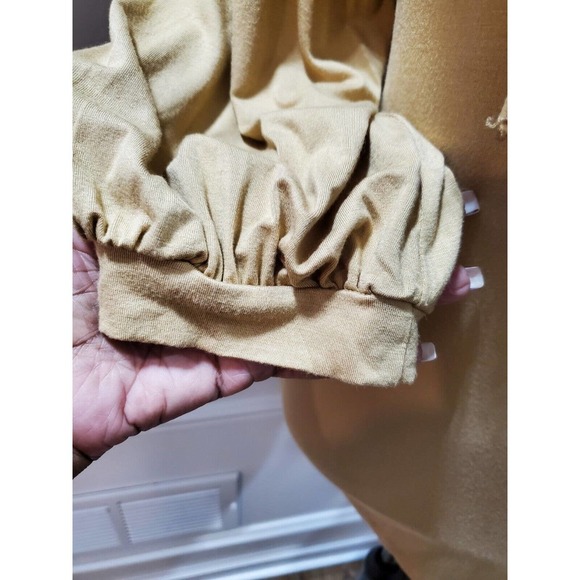 Ny Collection Woman's Khaki Rayon Long Sleeve Ruffle Pullover Top Shirt Size M - Picture 4 of 11